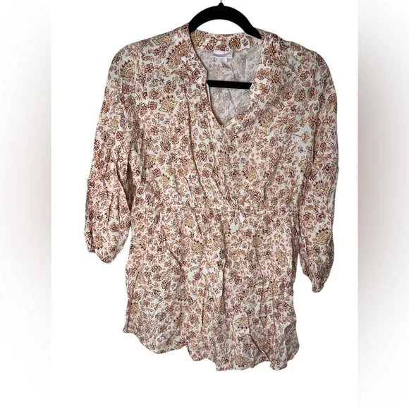 Isabel Maternity Floral Blouse in Cream and Brown - Picture 2 of 5